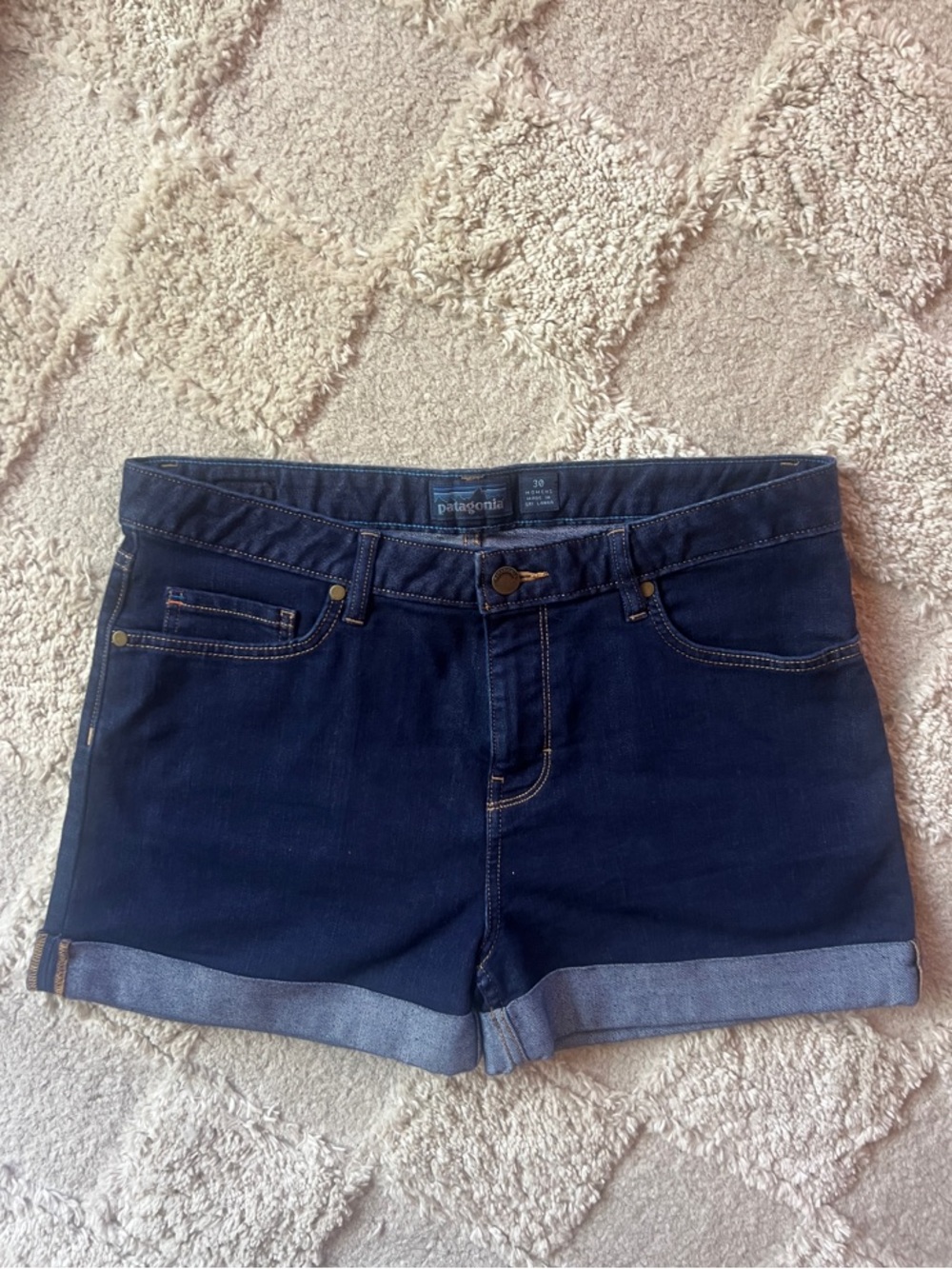 Patagonia Women's Navy Stitched Roll-Cuff Denim Shorts